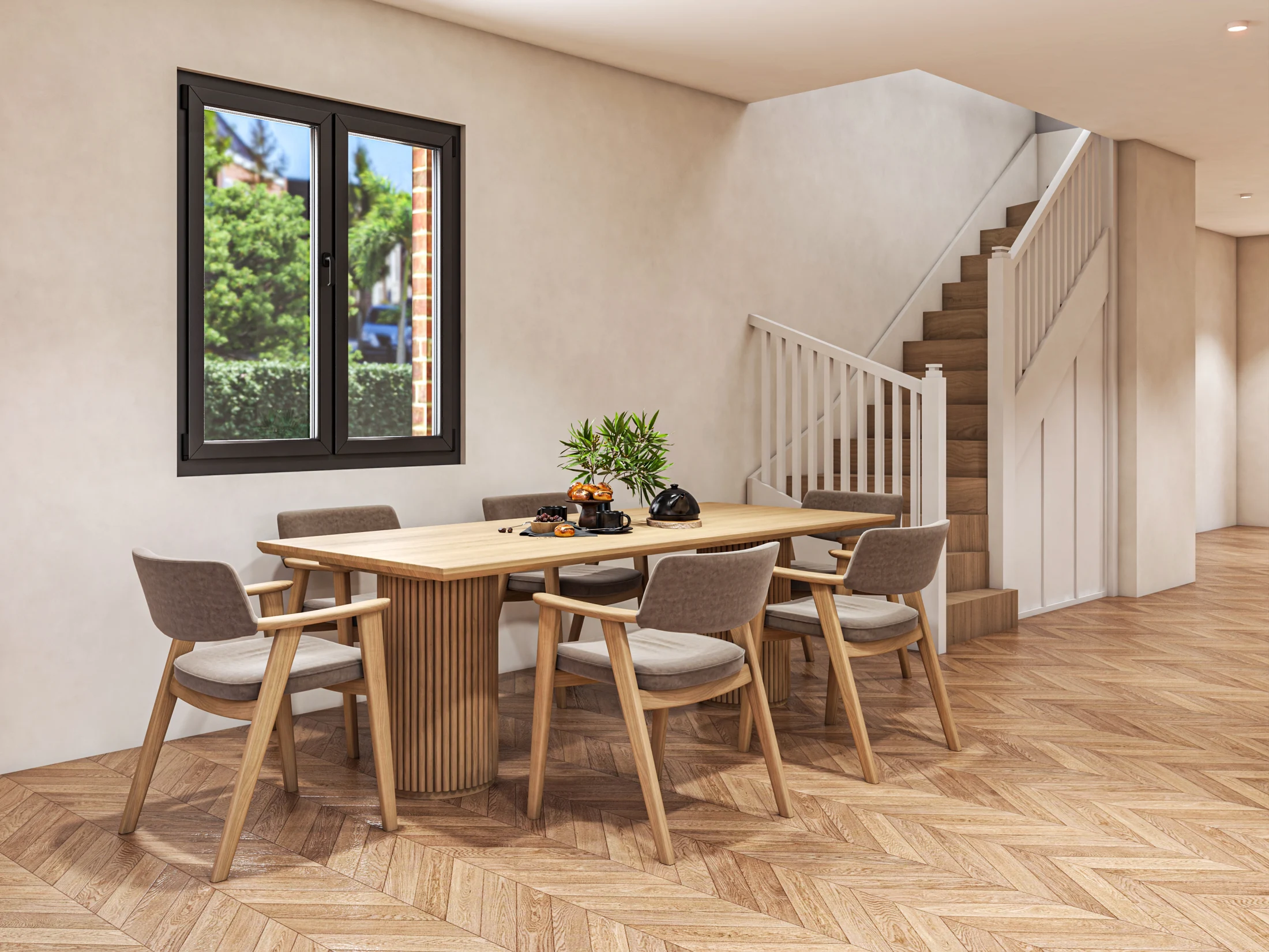 Interieurimpressie van de eetkamer van de vrijstaande woning